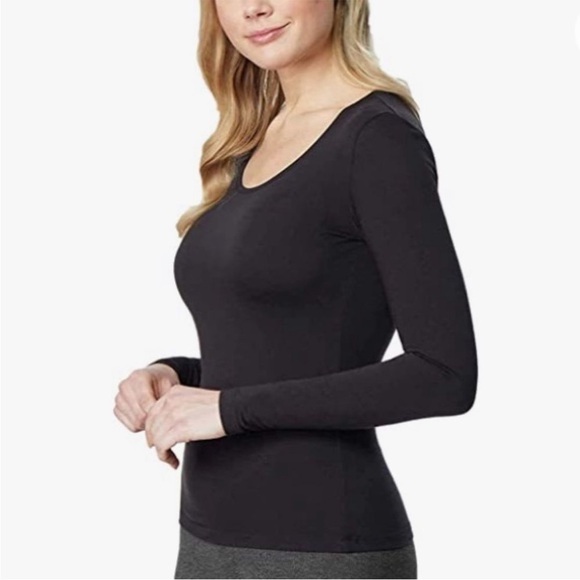 32 Degrees Heat Long Sleeve Black Scoop Neck Tee Sz M NWT - Picture 1 of 4